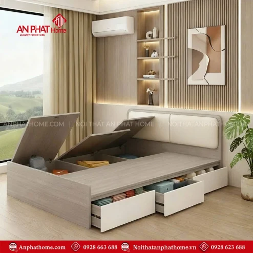 Giường ngủ bọc nệm hiện đại GN-374
