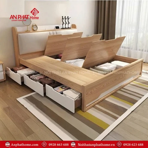 Giường gỗ công nghiệp có ngăn kéo