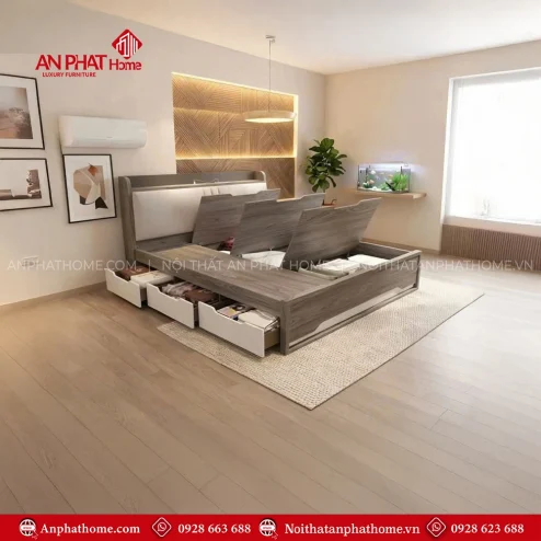 Giường gỗ công nghiệp 1m6x2m, 1m8x2m, 2mx2m2