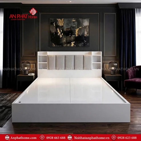 Mẫu giường ngủ gỗ mdf phủ melamine