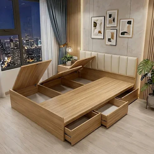 Mẫu giường ngủ gỗ có ngăn kéo GN-386
