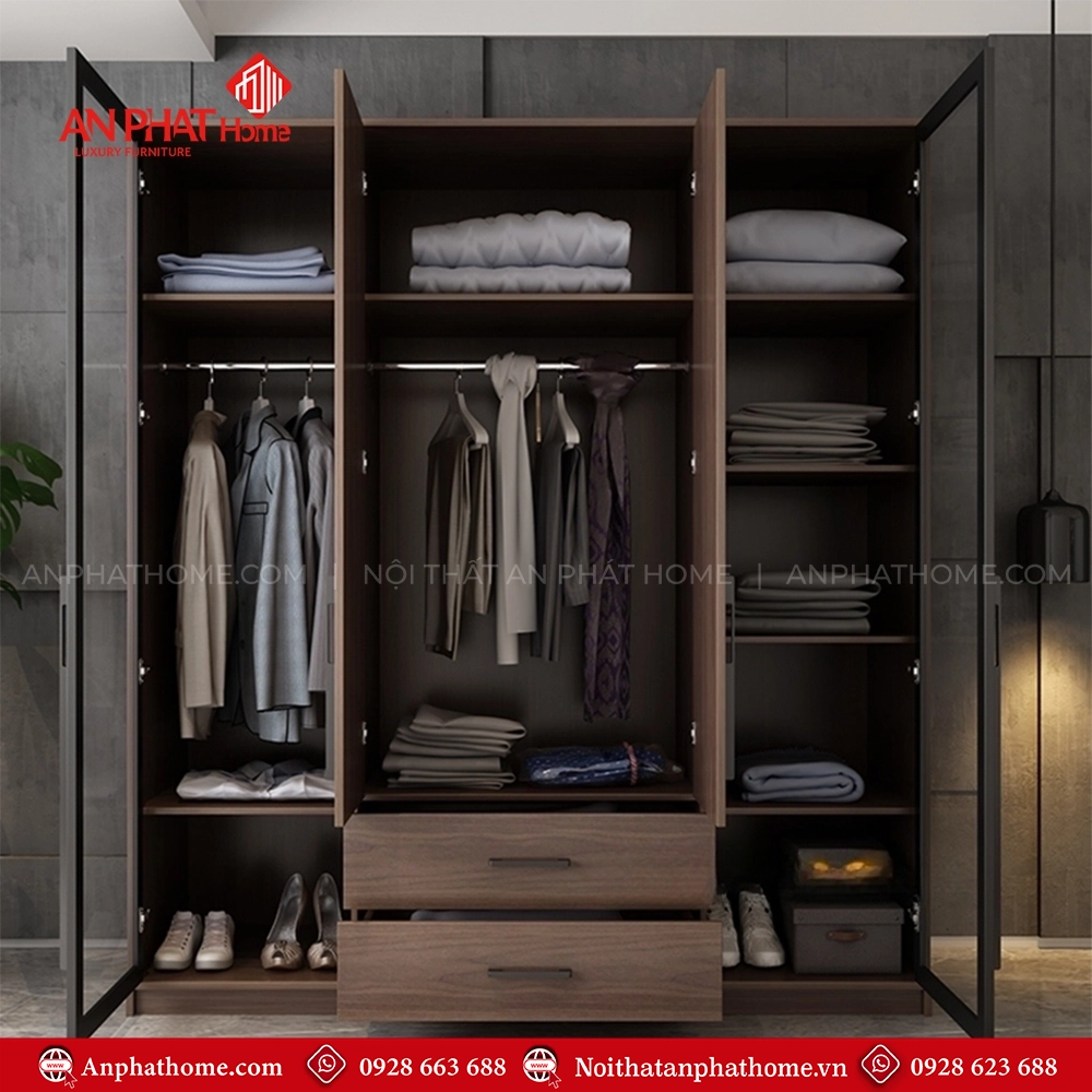 Tủ Áo Cánh Kính Cao Cấp TA-568 6 Thiết kế tủ quần áo cho phòng ngủ nhỏ