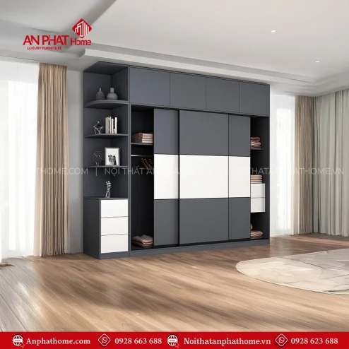 Tủ Áo Cánh Lùa Gỗ MDF TA-571