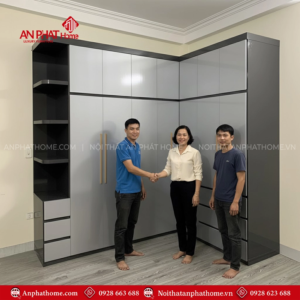 Tủ Áo Chữ L Đẹp TA-514 6 Mẫu tủ quần áo gỗ công nghiệp đóng theo yêu cầu đẹp rẻ