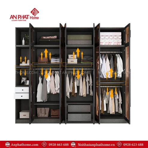 Mẫu tủ quần áo 3, 4 buồng hiện đại