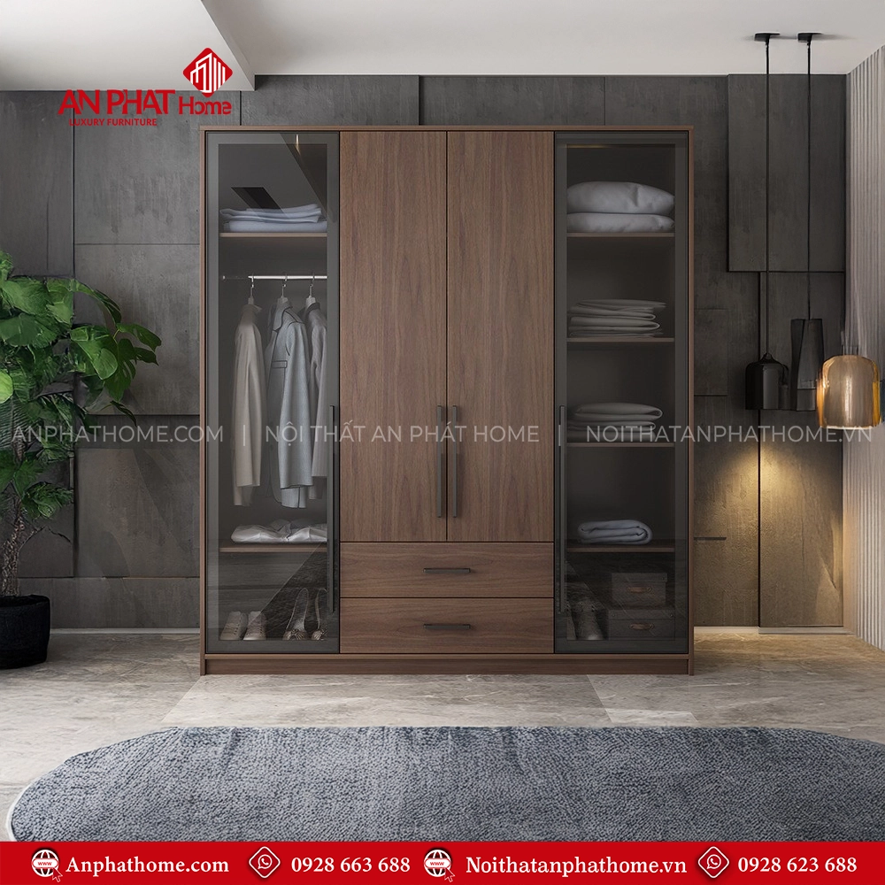 Tủ Áo Gỗ MDF Cánh Kính TA-505 15 Tủ Áo Gỗ MDF Cánh Kính TA-505