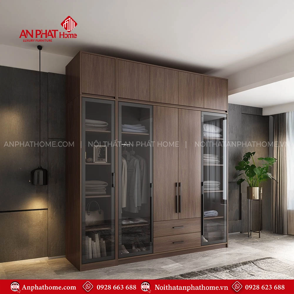 Tủ Áo Gỗ MDF Cánh Kính TA-505 16 Mẫu tủ quần áo gỗ đẹp hiện đại
