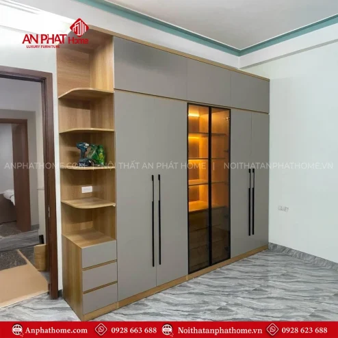 Tủ Áo Gỗ Phối Cánh Kính TA-536