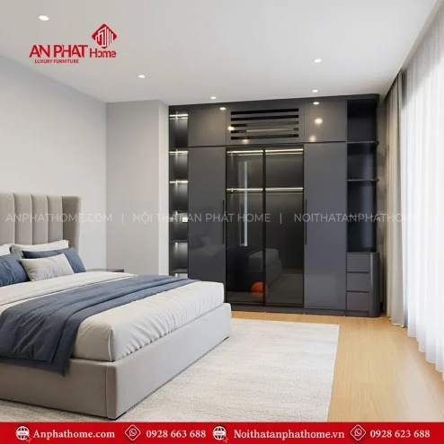 Tủ đựng quần áo gỗ công nghiệp hiện đại