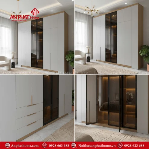 Tủ quần áo gỗ công nghiệp 3 cánh, 4 cánh