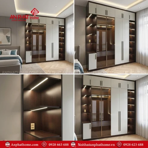 Tủ quần áo gỗ công nghiệp 3 cánh, 4 cánh