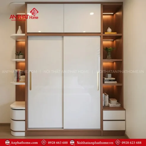 Tủ Quần Áo Cánh Lùa Gỗ MDF TA-584