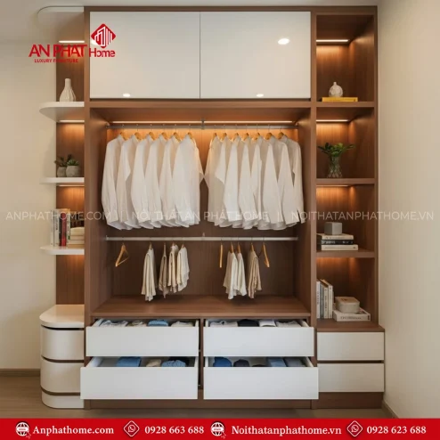 Tủ đựng quần áo gỗ công nghiệp hiện đại