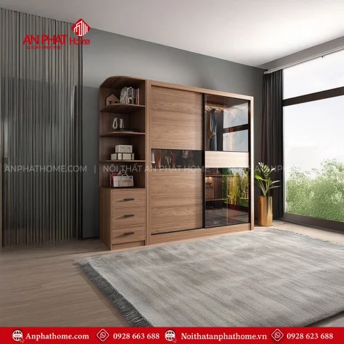 Tủ Quần Áo Cánh Lùa Kính Đẹp TA-592