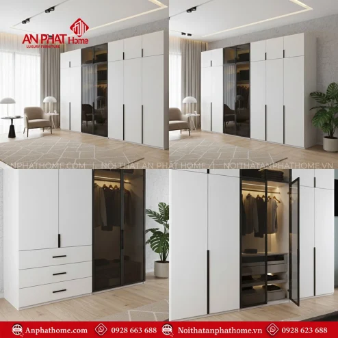 Tủ quần áo gỗ công nghiệp 3 cánh, 4 cánh
