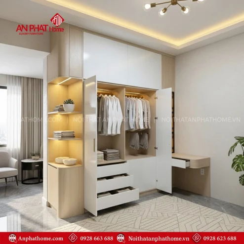 Mẫu tủ quần áo 3 buồng, 4 buồng đẹp