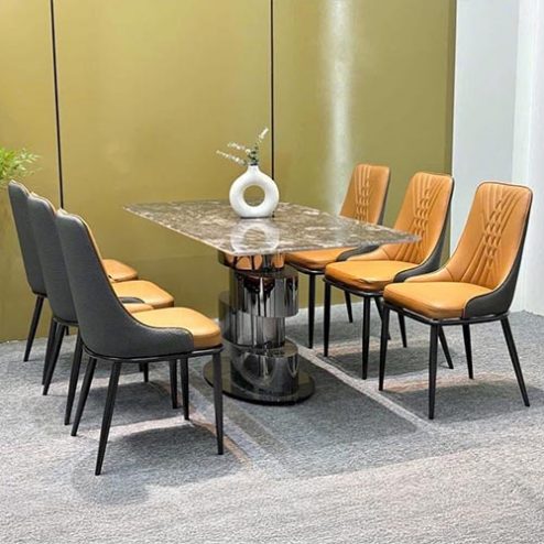Bàn Ăn Mặt Đá Thạch Anh 6 Ghế Cao Cấp BA-1906