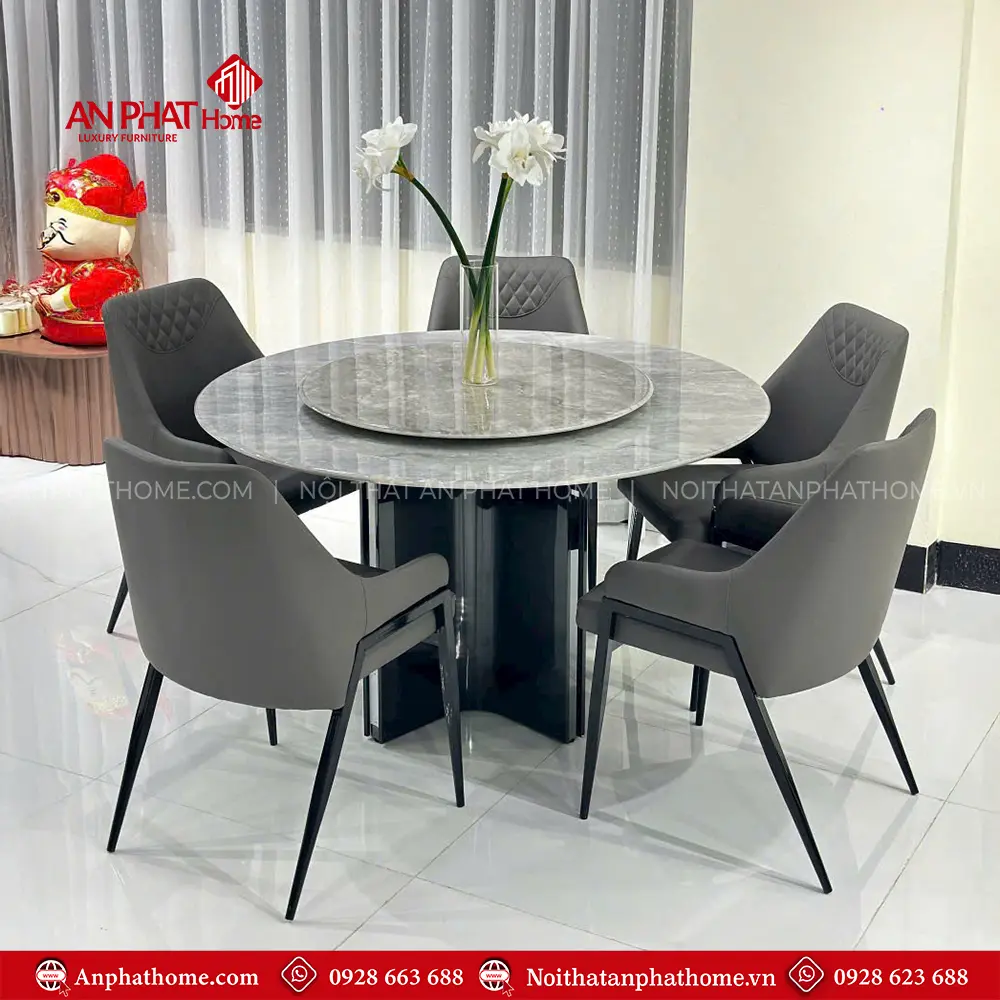 Bàn Ăn Mặt Đá Tròn Xoay 5 Ghế Hiện Đại BA-1914 11 Bàn Ăn Mặt Đá Tròn Xoay 5 Ghế Hiện Đại BA-1914