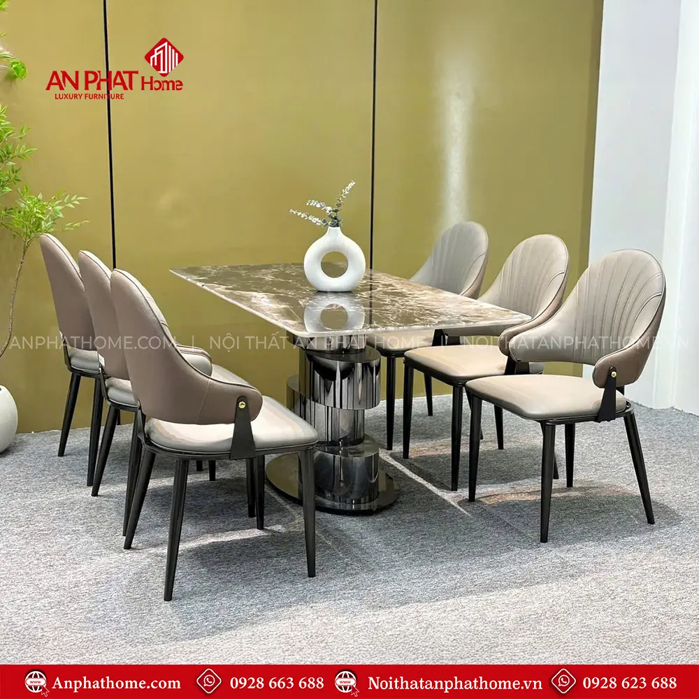 Bộ Bàn Ăn Mặt Đá Cao Cấp 6 Nghế Bọc Da Hiện Đại Nhập Khẩu BA-1905 11 Bộ Bàn Ăn Mặt Đá Cao Cấp 6 Nghế Bọc Da Hiện Đại Nhập Khẩu BA-1905