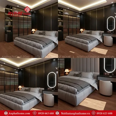 combo phong ngu hien dai sang trong go mdf cb 3700001