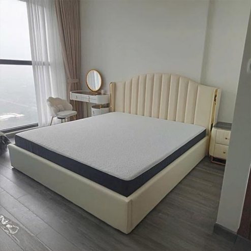 Giường Ngủ Bọc Da Cao Cấp Viền Vàng GN-262