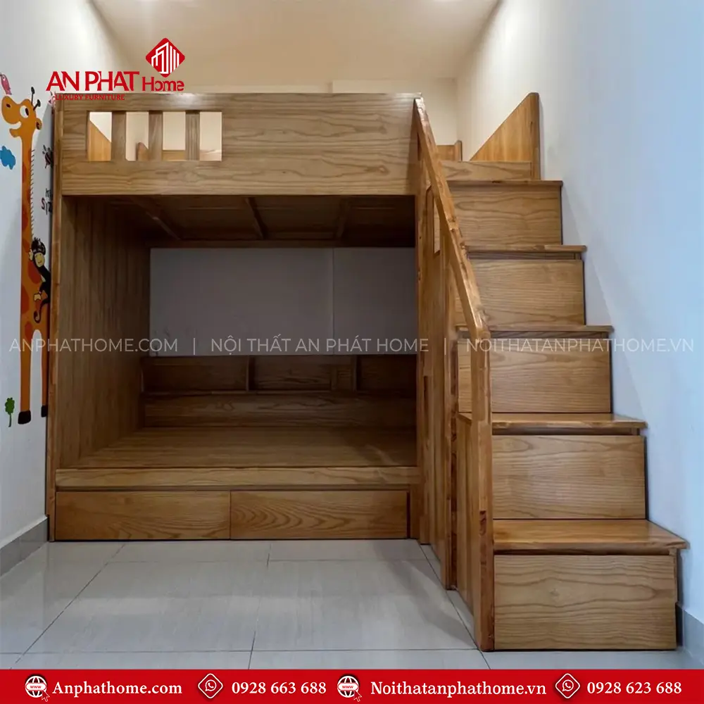 Giường Ngủ Đẹp 2 Tầng Gỗ Ghép Cao Cấp GN-343 9 Giường Ngủ Đẹp 2 Tầng Gỗ Ghép Cao Cấp GN-343
