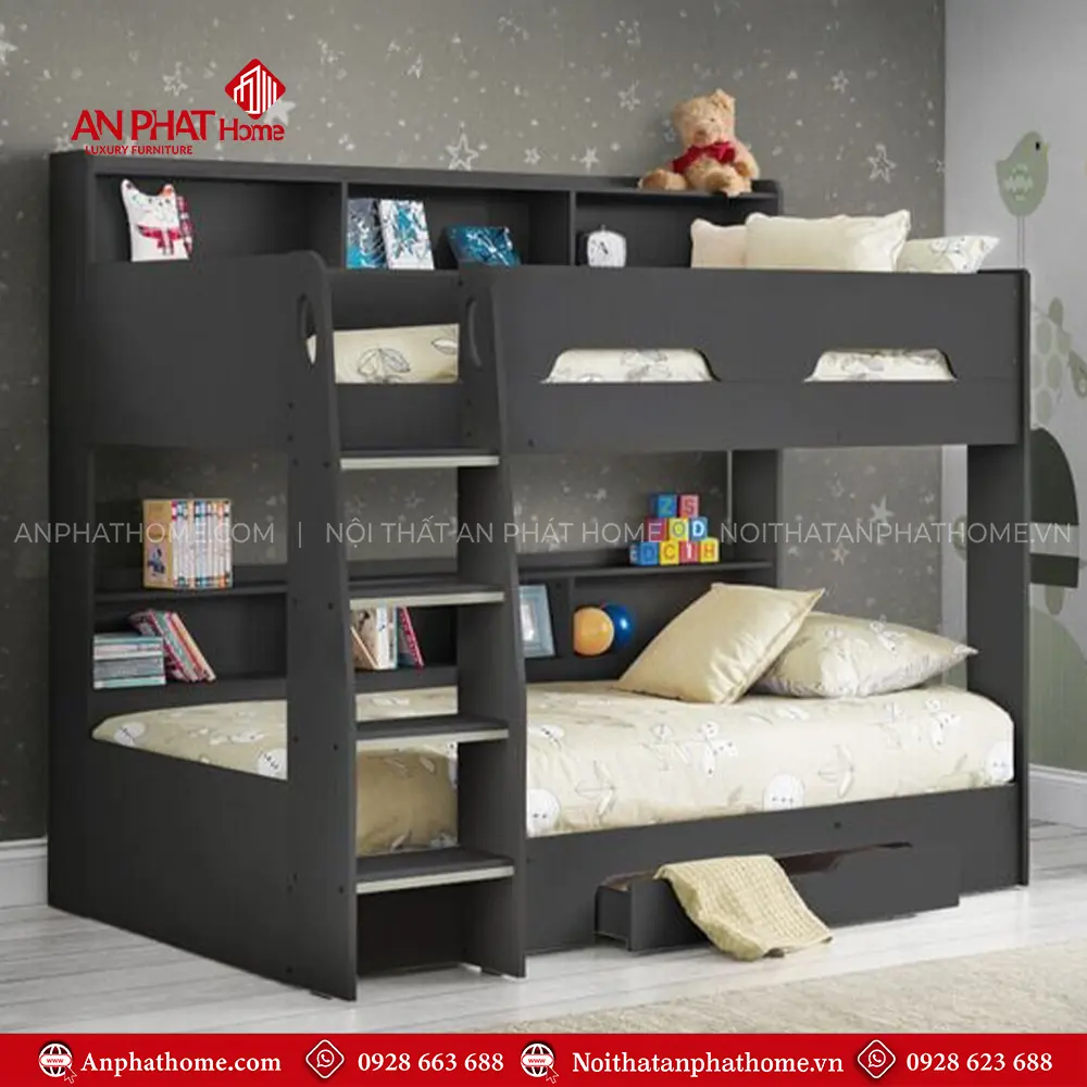 Giường Ngủ Gỗ 2 Tầng Kết Hợp Kệ GN-336 13 Giường Ngủ Gỗ 2 Tầng Kết Hợp Kệ GN-336