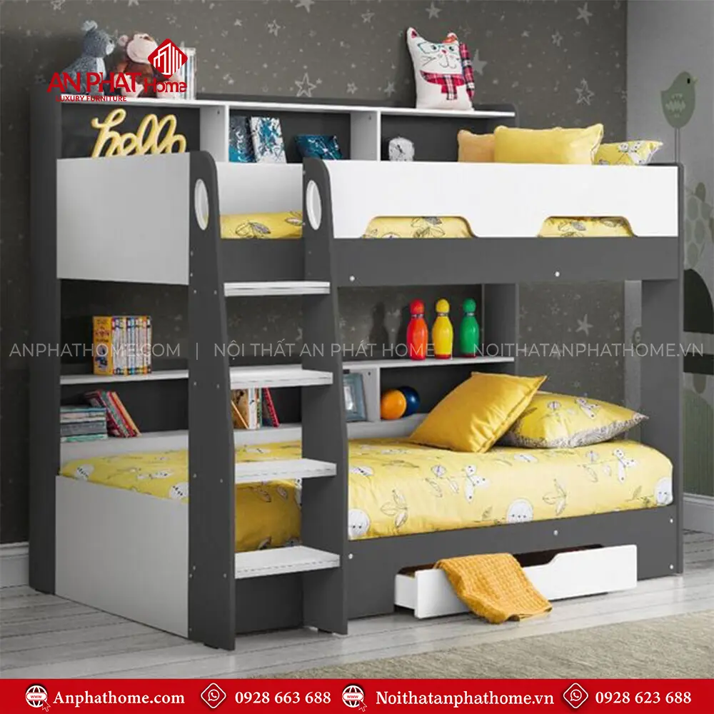 Giường Ngủ Gỗ 2 Tầng Kết Hợp Kệ GN-336 14 Giường Ngủ Gỗ 2 Tầng Kết Hợp Kệ GN-336