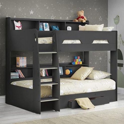 Giường Ngủ Gỗ 2 Tầng Kết Hợp Kệ GN-336