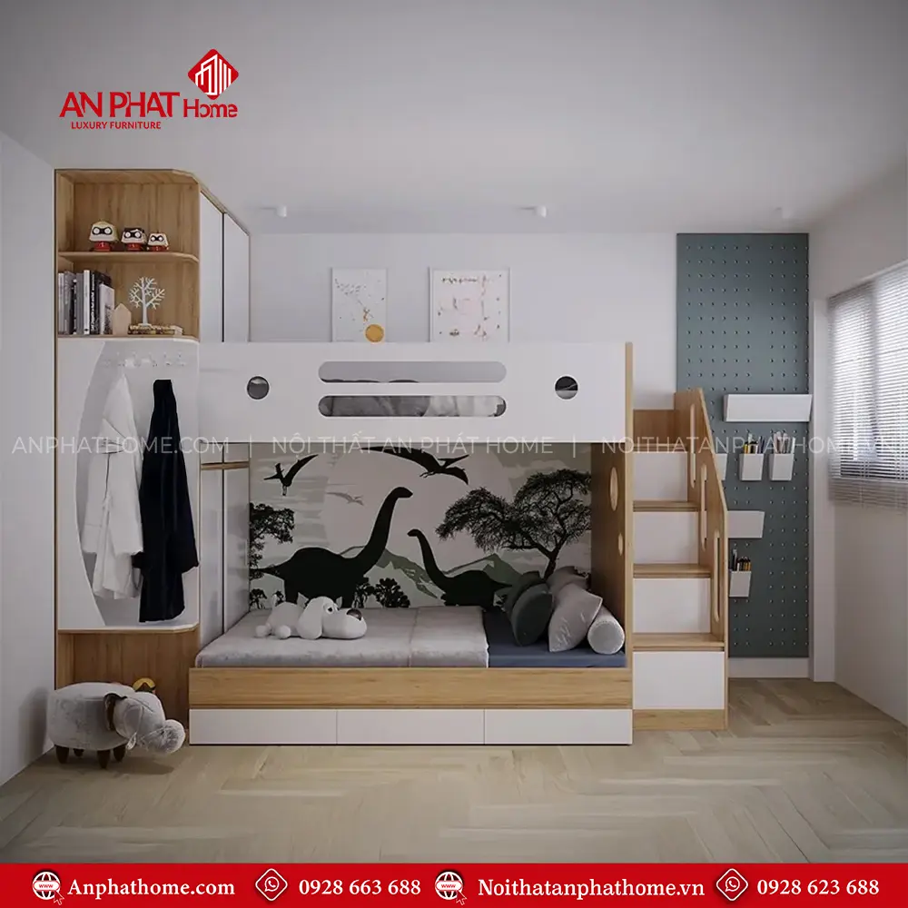 Giường Ngủ Gỗ Công Nghiệp 2 Tầng Đẹp GN-323 9 Giường Ngủ Gỗ Công Nghiệp 2 Tầng Đẹp GN-323