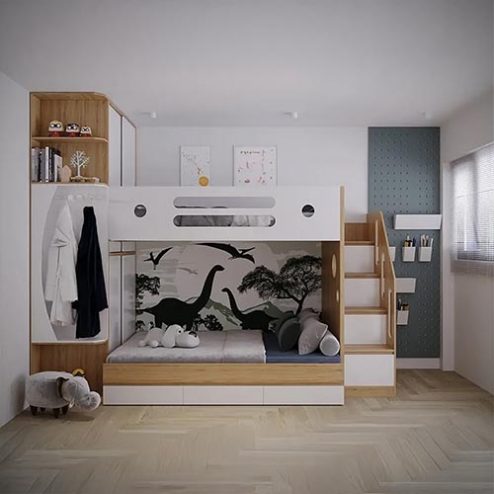 Giường Ngủ Gỗ Công Nghiệp 2 Tầng Đẹp GN-323