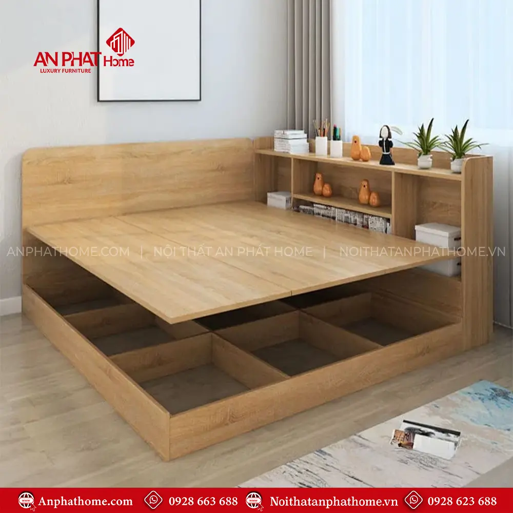 Giường Ngủ Gỗ Đẹp Kết Hợp Kệ Sách Thông Minh GN-360 10 Giường Ngủ Gỗ Đẹp Kết Hợp Kệ Sách Thông Minh GN-360