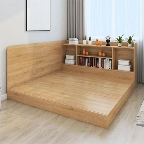 Giường Ngủ Gỗ Đẹp Kết Hợp Kệ Sách Thông Minh GN-360