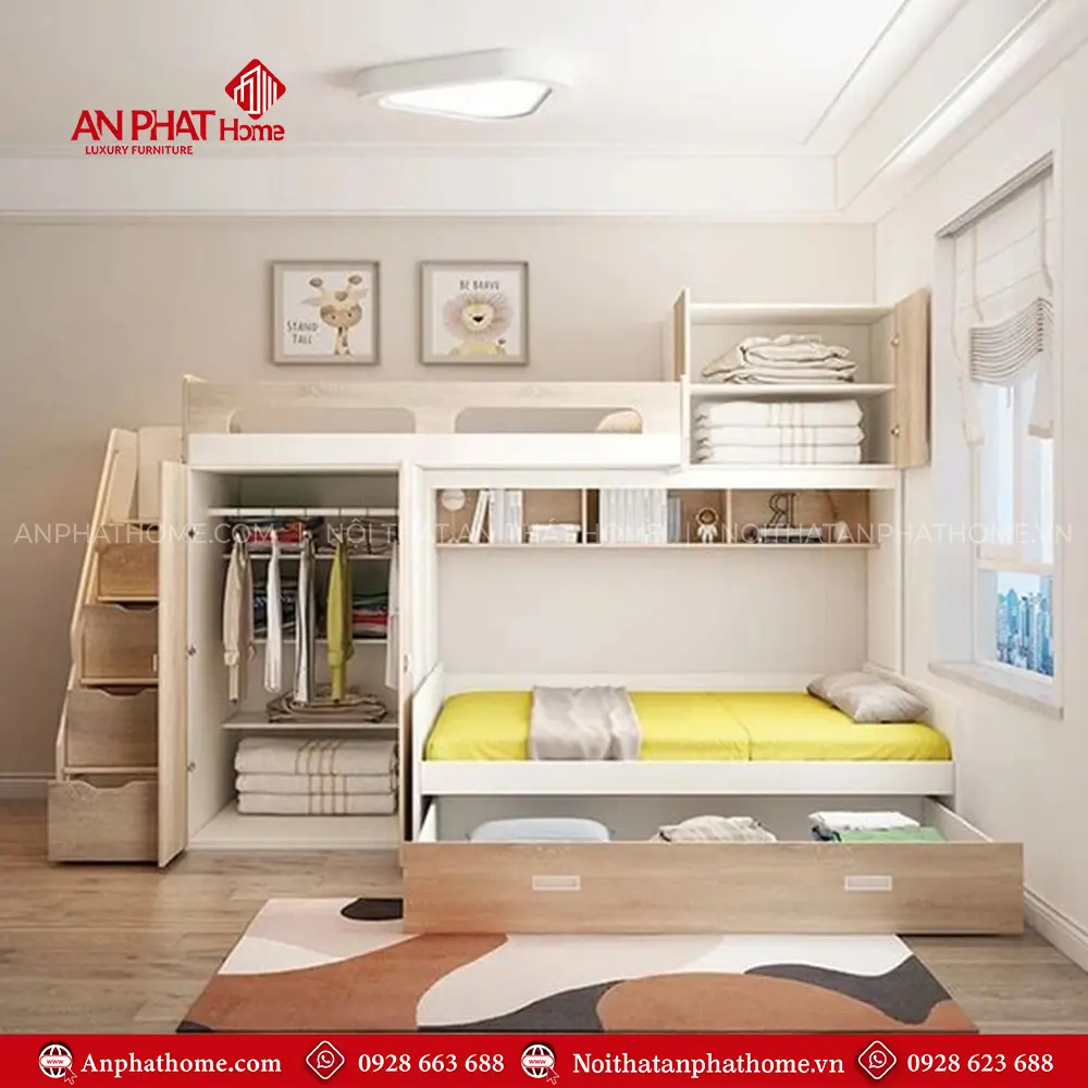 Giường Ngủ Gỗ Đẹp Tầng Cao Cấp Đa Chức Năng GN-338 9 Giường Ngủ Gỗ Đẹp Tầng Cao Cấp Đa Chức Năng GN-338