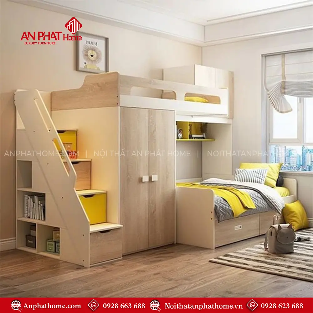 Giường Ngủ Gỗ Đẹp Tầng Cao Cấp Đa Chức Năng GN-338 10 Giường Ngủ Gỗ Đẹp Tầng Cao Cấp Đa Chức Năng GN-338