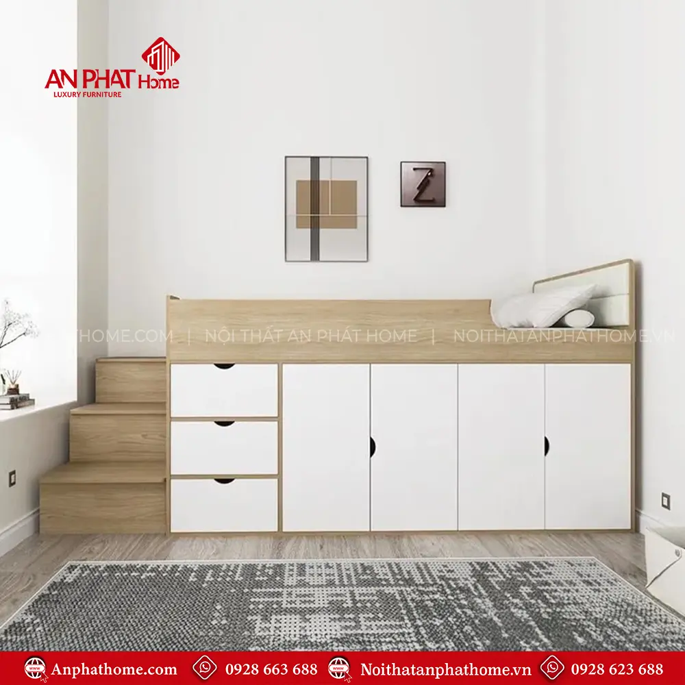 Giường Ngủ Gỗ Thông Minh Đơn Giản Tiện Nghi GN-344 9 Giường Ngủ Gỗ Thông Minh Đơn Giản Tiện Nghi GN-344
