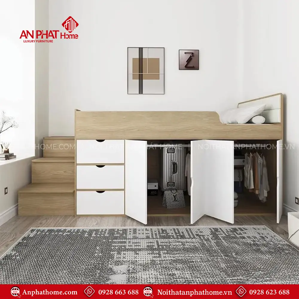 Giường Ngủ Gỗ Thông Minh Đơn Giản Tiện Nghi GN-344 10 Giường Ngủ Gỗ Thông Minh Đơn Giản Tiện Nghi GN-344