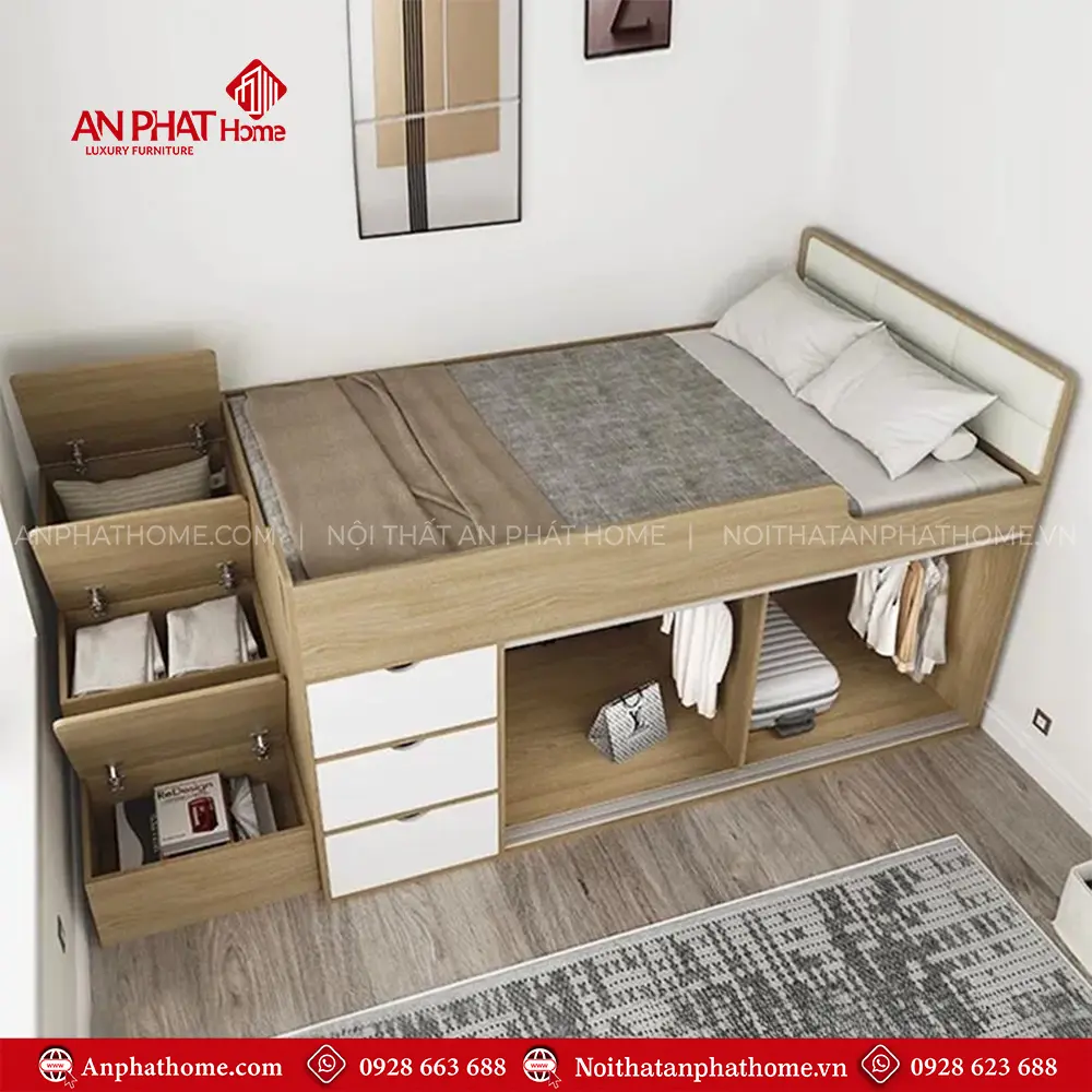 Giường Ngủ Gỗ Thông Minh Đơn Giản Tiện Nghi GN-344 12 giuong ngu go thong minh don gian tien nghi gn 34400004