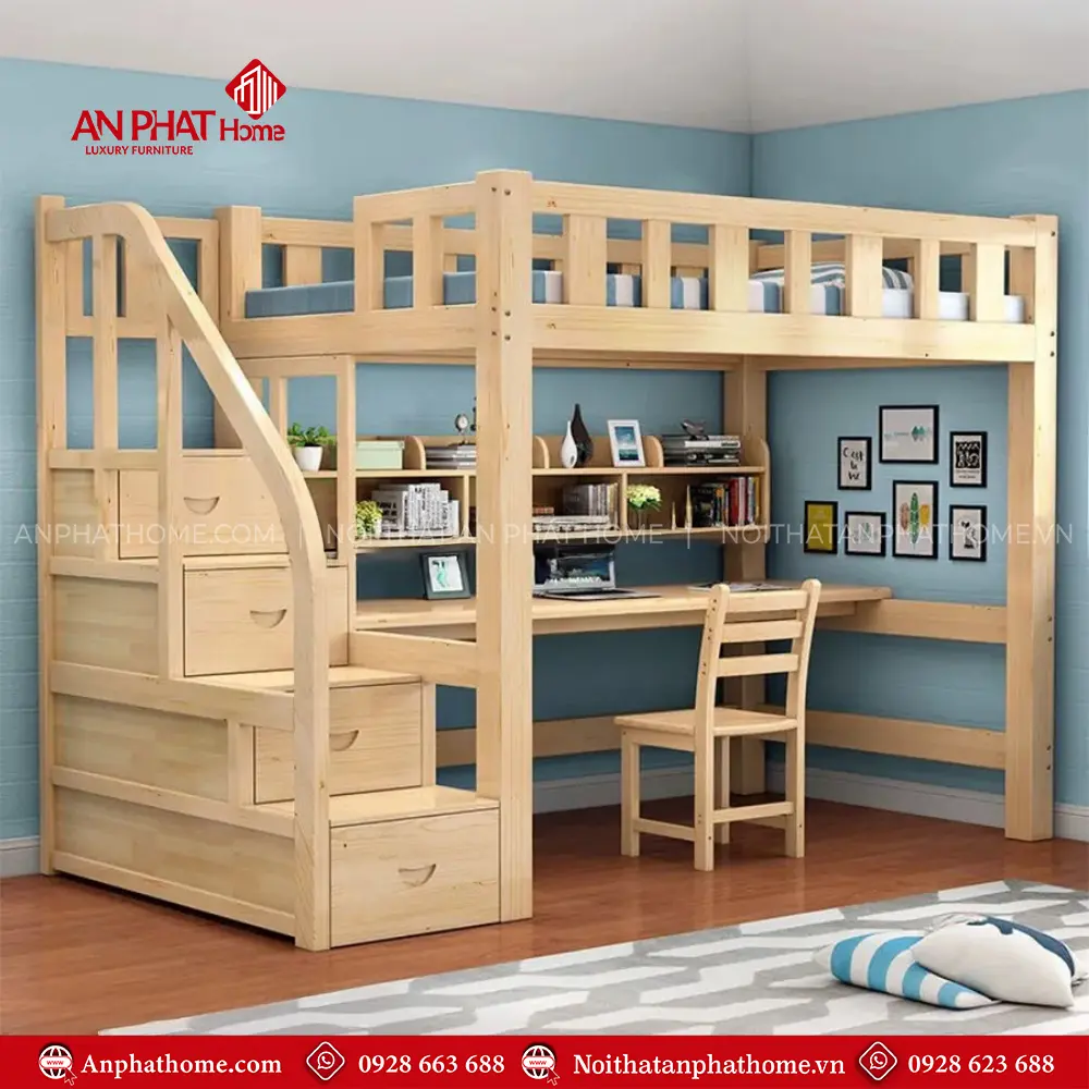 Giường Ngủ Gỗ Thông Minh Kết Hợp Bàn Học Cho Bé GN-351 15 Giường Ngủ Gỗ Thông Minh Kết Hợp Bàn Học Cho Bé GN-351