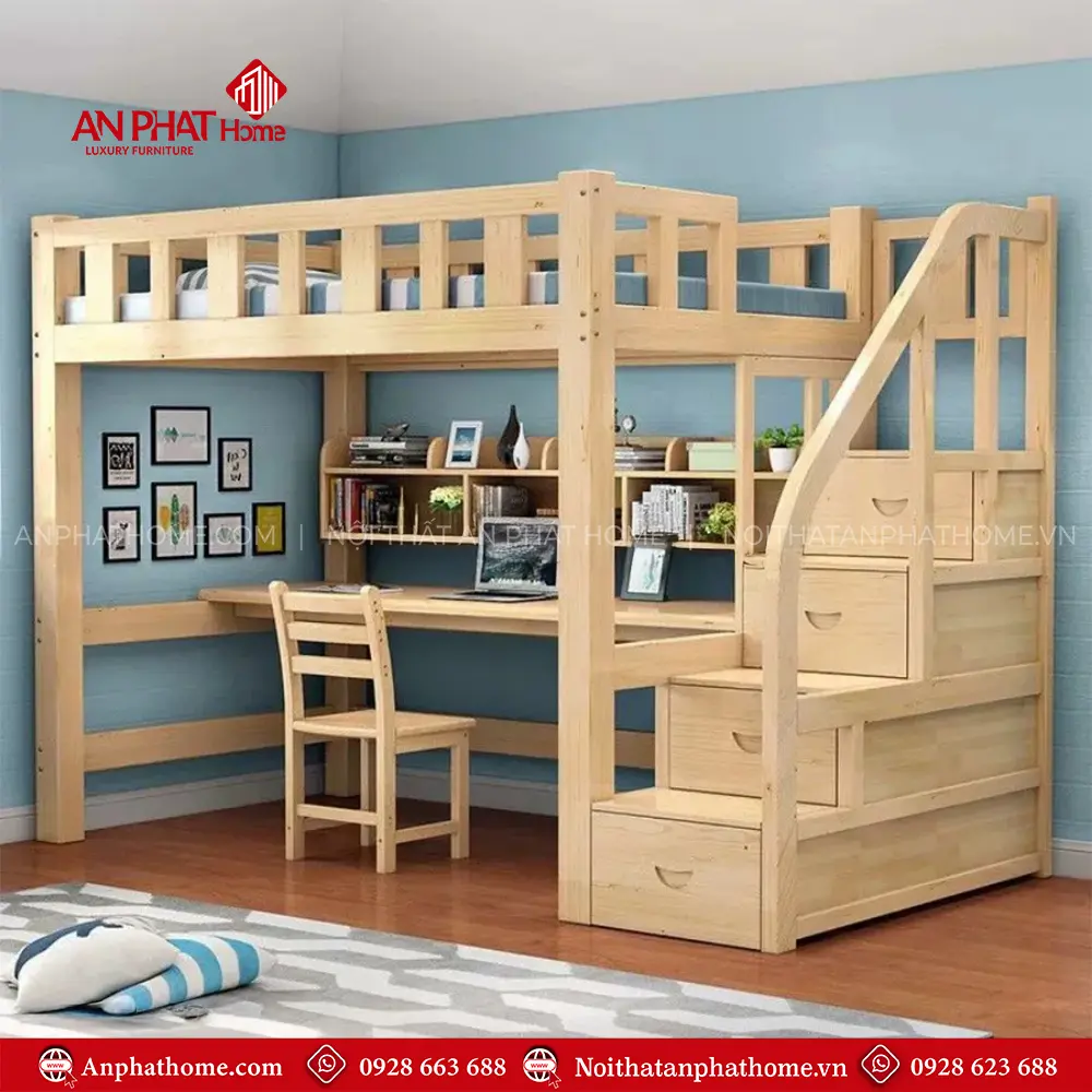 Giường Ngủ Gỗ Thông Minh Kết Hợp Bàn Học Cho Bé GN-351 16 Giường Ngủ Gỗ Thông Minh Kết Hợp Bàn Học Cho Bé GN-351