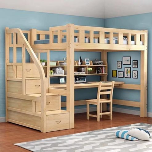 Giường Ngủ Gỗ Thông Minh Kết Hợp Bàn Học Cho Bé GN-351