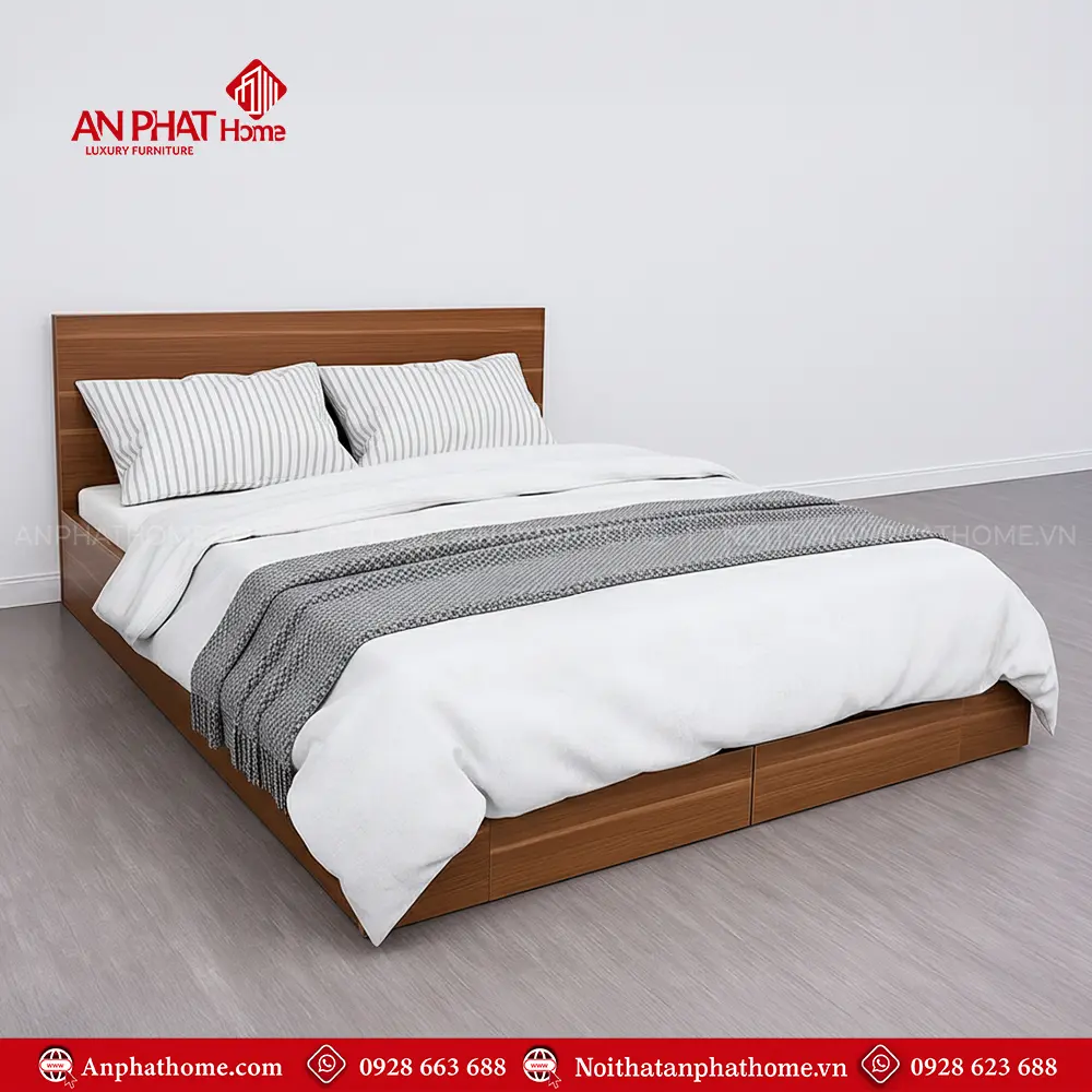 Giường Ngủ Hiện Đại Đẹp Có Ngăn Kéo Gỗ MDF GN-244 6 Giường Ngủ Hiện Đại Đẹp Có Ngăn Kéo Gỗ MDF GN-244