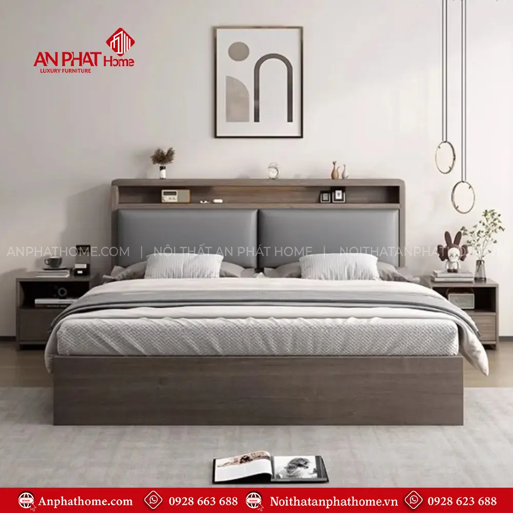 Mẫu Giường Ngủ Cao Cấp MDF GN-348 12 Mẫu Giường Ngủ Cao Cấp MDF GN-348