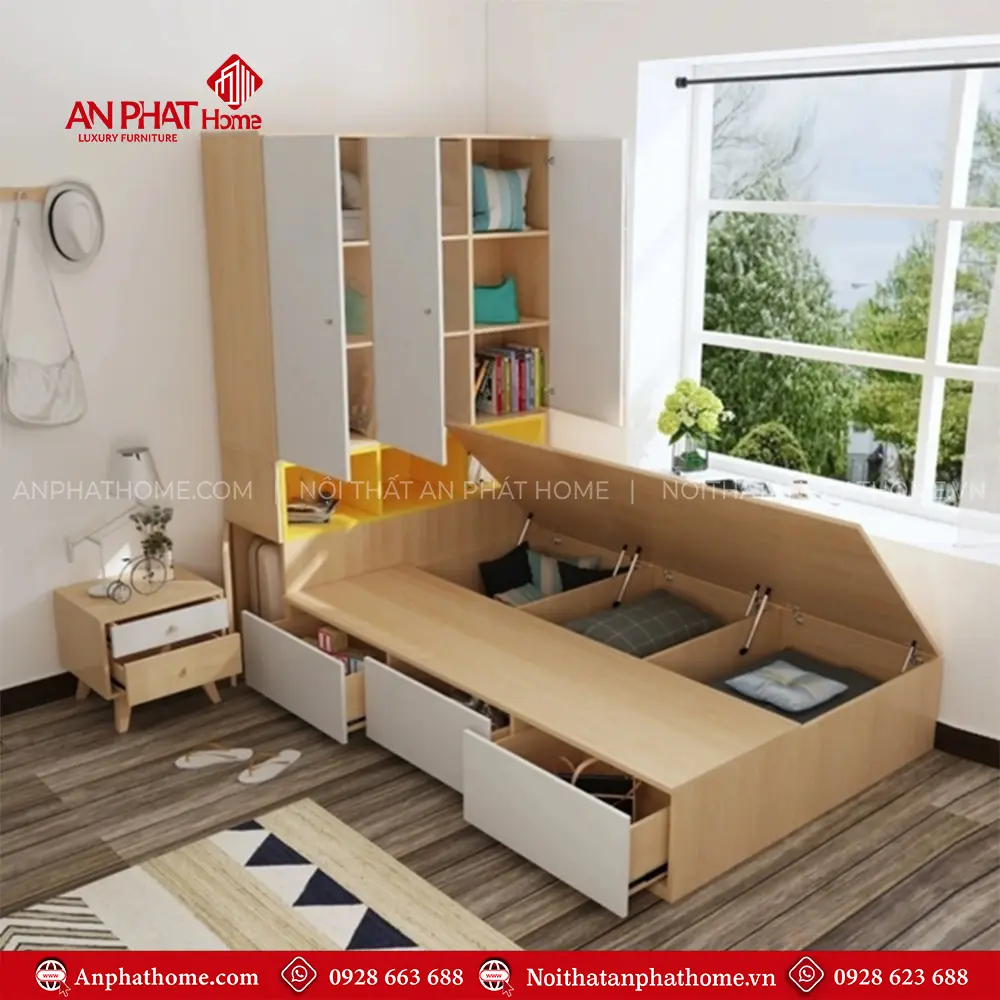 Mẫu Giường Ngủ Đẹp Kết Hợp Tủ Quần Áo GN-328 13 Mẫu Giường Ngủ Đẹp Kết Hợp Tủ Quần Áo GN-328