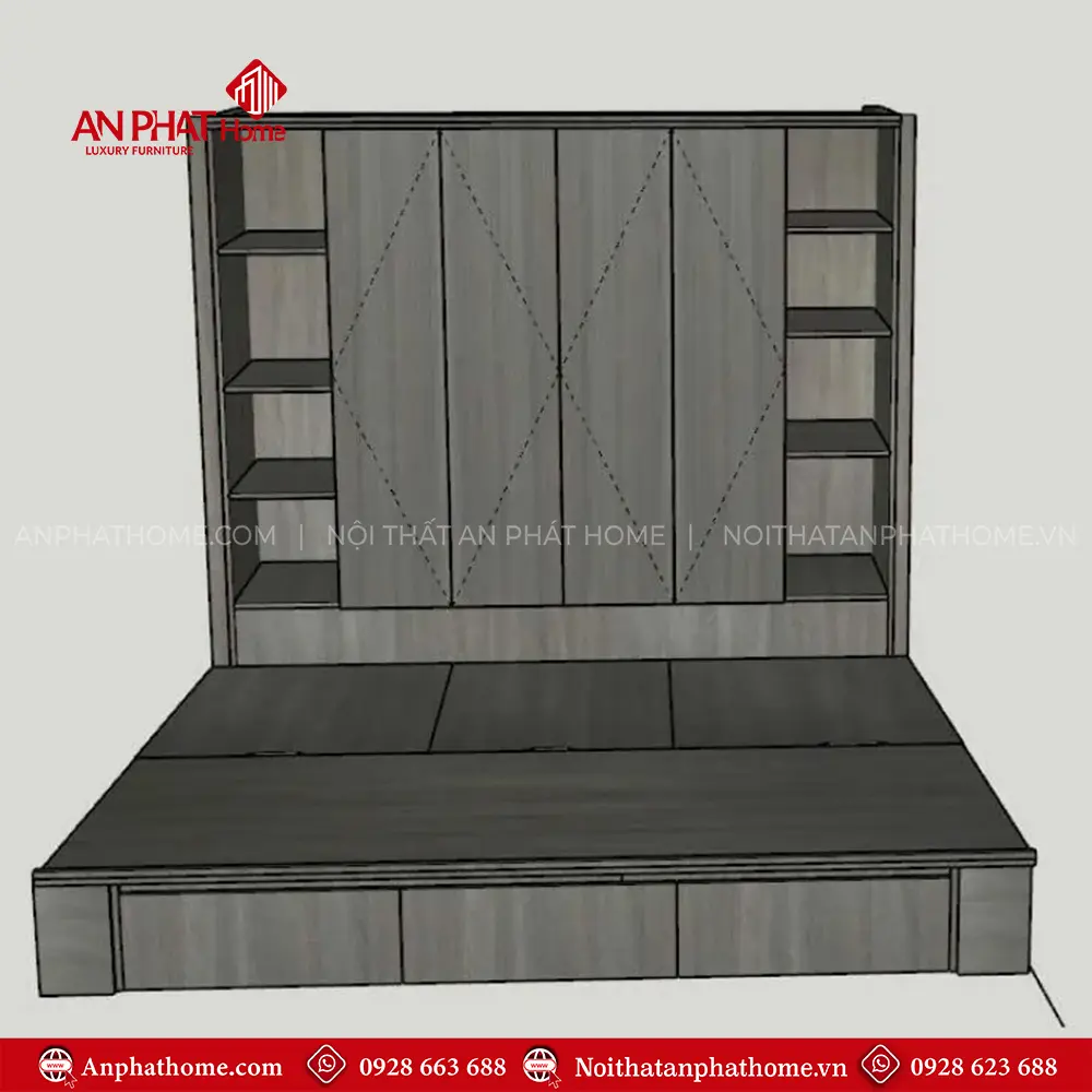 Mẫu Giường Ngủ Gỗ Cao Cấp Liền Tủ Quần Áo GN-352 11 mau giuong ngu go cao cap lien tu quan ao gn 35200004
