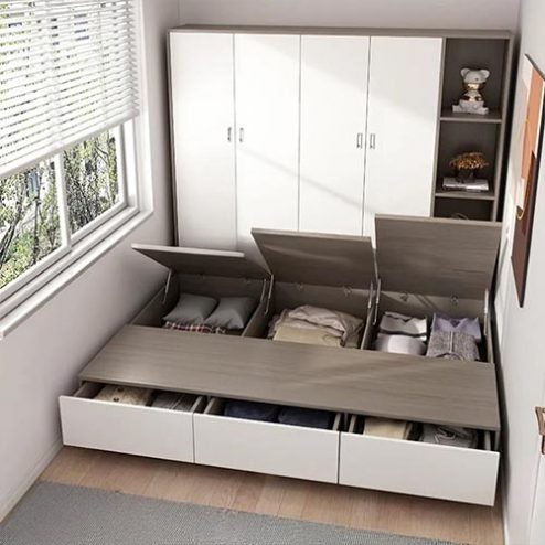 Mẫu Giường Ngủ Gỗ Cao Cấp Liền Tủ Quần Áo GN-352