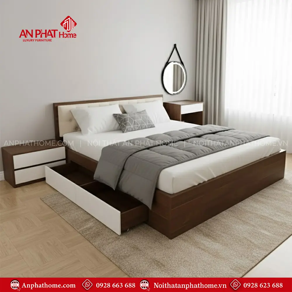 Mẫu Giường Ngủ Gỗ Công Nghiệp GN-292 14 Mẫu Giường Ngủ Gỗ Công Nghiệp GN-292