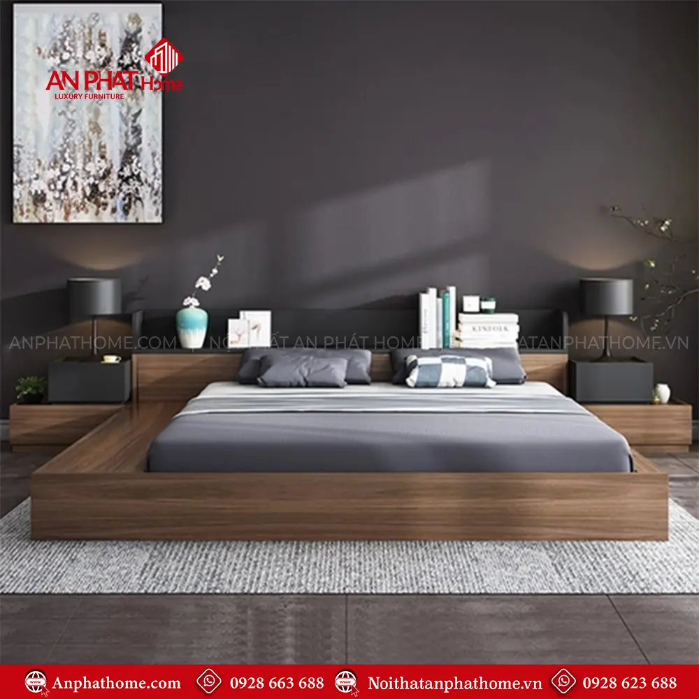 Mẫu Giường Ngủ Gỗ Đẹp Hiện Đại Kiểu Nhật GN-225 12 Mẫu Giường Ngủ Gỗ Đẹp Hiện Đại Kiểu Nhật GN-225