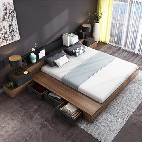 Mẫu Giường Ngủ Gỗ Đẹp Hiện Đại Kiểu Nhật GN-225