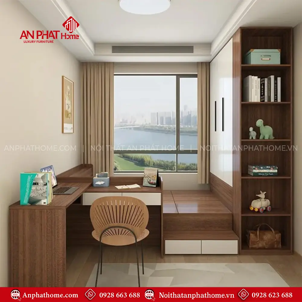 Mẫu Giường Ngủ Kết Hợp Bàn Học Hiện Đại GN-355 9 Mẫu Giường Ngủ Kết Hợp Bàn Học Hiện Đại GN-355